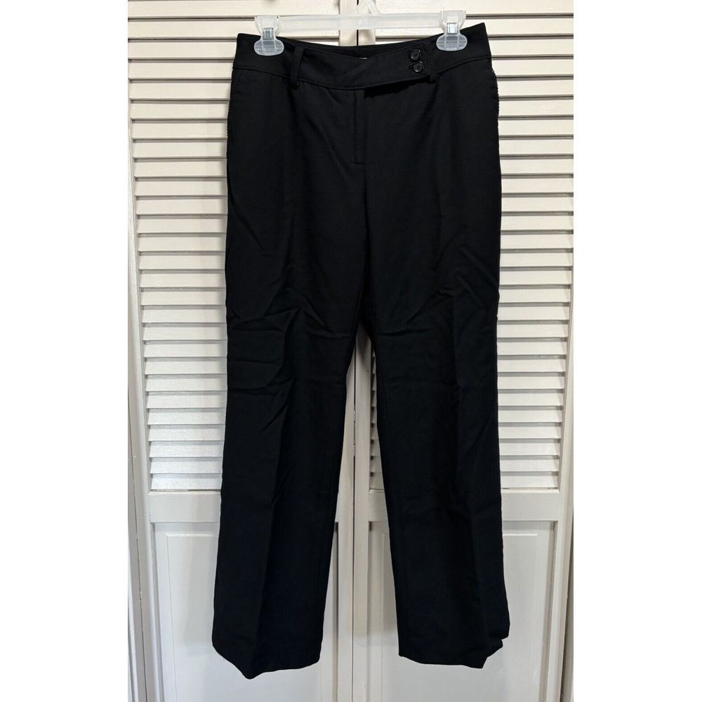 Ann‎ Taylor Black Straight Leg Dress Pants Mid Rise Zip Size See Measurements